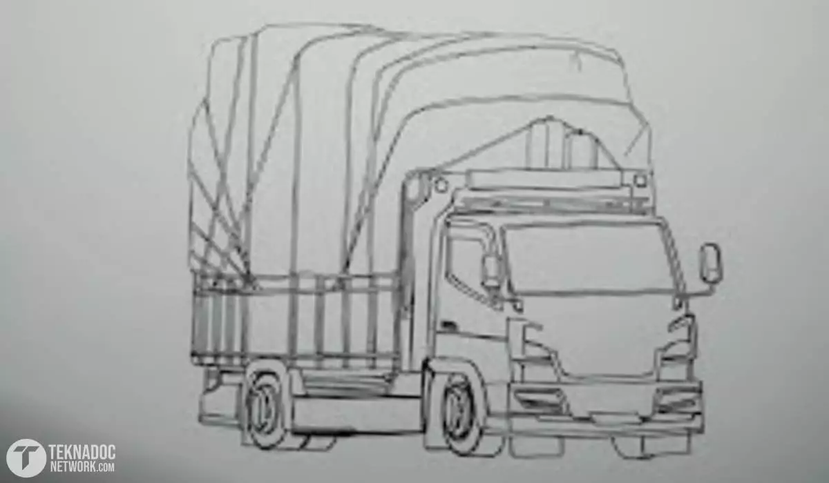 gambar sketsa truk oleng